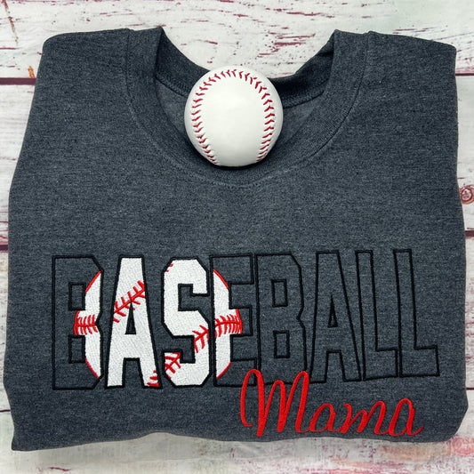 Embroidered Baseball Mama Crewneck