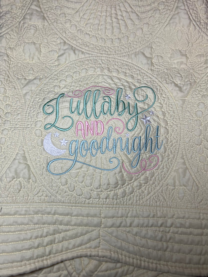 Yellow Embroidered Heirloom Baby Blanket